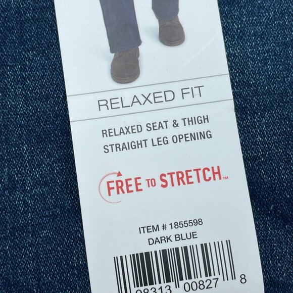 Wrangler Mens Relaxed Fit Stretch Jeans 38x29 Dark Blue Denim a1294 - Picture 3 of 6